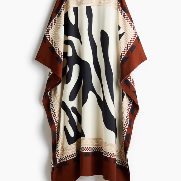 Viral H&M Limited Edition Printed Kaftan Dress (Rust red/Patterned) Sz Large - Picture 5 of 10